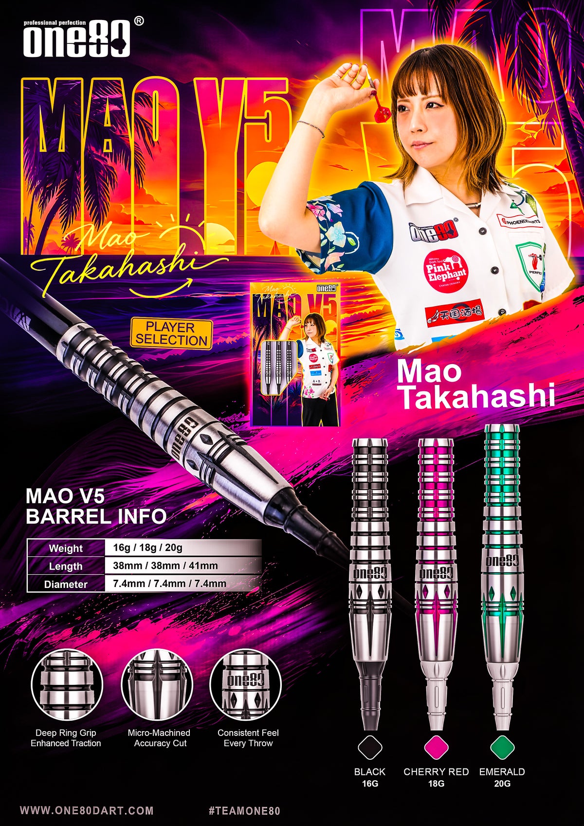 One80 Mao V5 • Mao Takahashi 16g 18g 20g Darts • SGDARTS