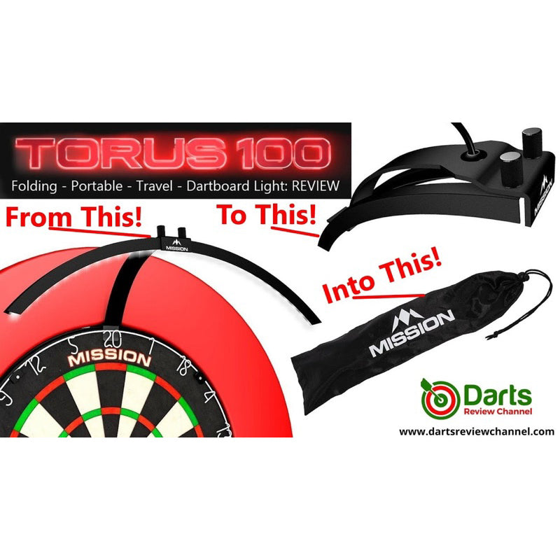 Mission Darts • Torus 100 Dartboard Lighting System • Folding Portable Travel Light • SGDARTS