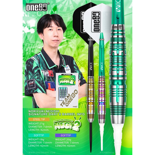 One80 Darts • Negi 2 • Noriyuki Negishi • 18g 20g • SGDARTS