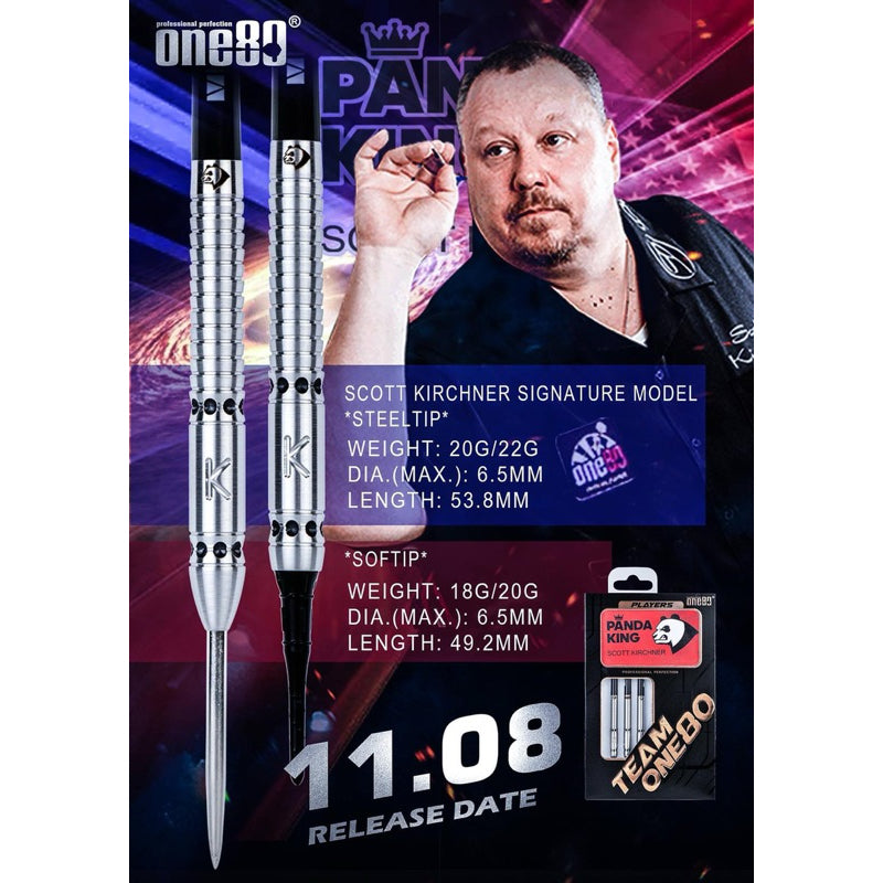One80 Darts • Panda King • Scott Kirchner • 18g 20g • SGDARTS