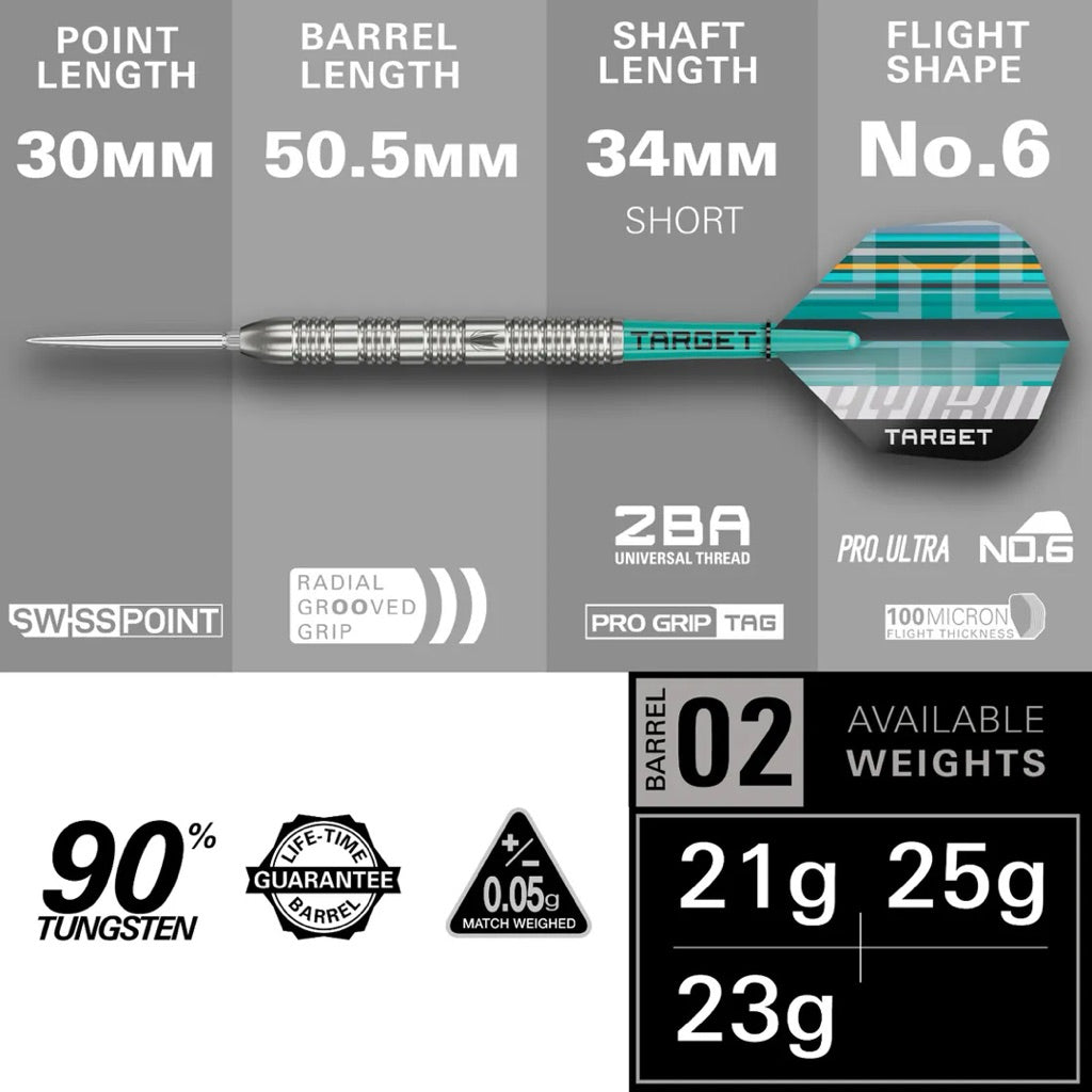 [STEELTIP] Target Darts • Hydro 02 Swiss Point • 21g 23g • SGDARTS
